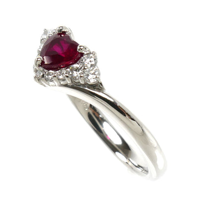 Prefito プレフィート Pt900プラチナ リング・指輪 ルビー0.59ct ダイヤモンド0.18ct 12号 5.2g ハート レディース【中古】【美品】