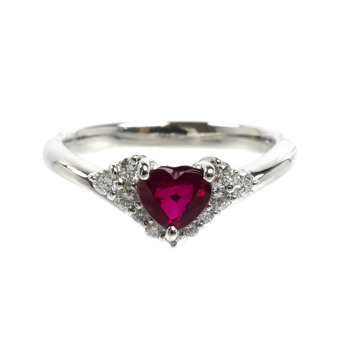 Prefito プレフィート Pt900プラチナ リング・指輪 ルビー0.59ct ダイヤモンド0.18ct 12号 5.2g ハート レディース【中古】【美品】