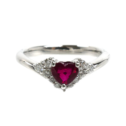 Prefito プレフィート Pt900プラチナ リング・指輪 ルビー0.59ct ダイヤモンド0.18ct 12号 5.2g ハート レディース【中古】【美品】