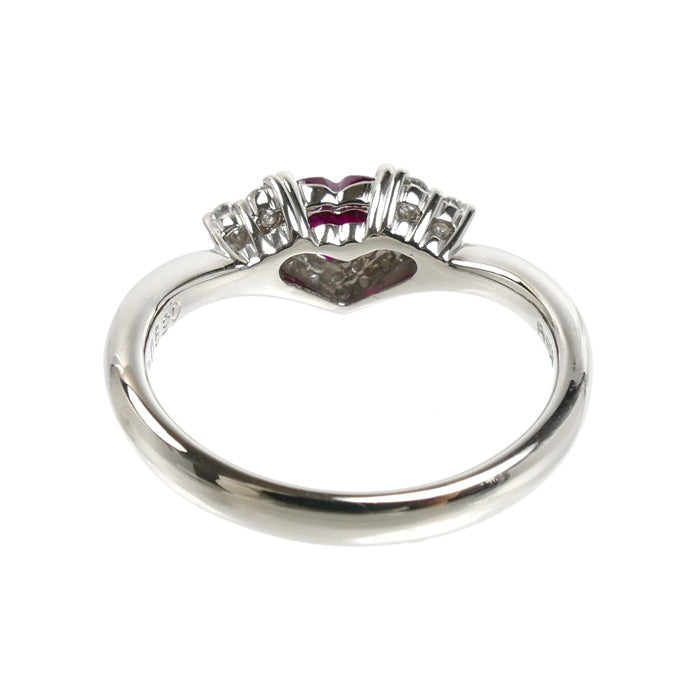 Prefito プレフィート Pt900プラチナ リング・指輪 ルビー0.59ct ダイヤモンド0.18ct 12号 5.2g ハート レディース【中古】【美品】