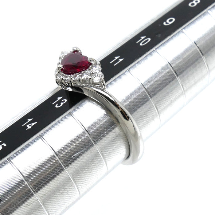 Prefito プレフィート Pt900プラチナ リング・指輪 ルビー0.59ct ダイヤモンド0.18ct 12号 5.2g ハート レディース【中古】【美品】