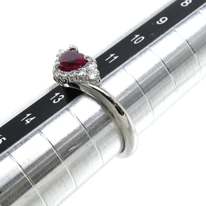 Prefito プレフィート Pt900プラチナ リング・指輪 ルビー0.59ct ダイヤモンド0.18ct 12号 5.2g ハート レディース【中古】【美品】