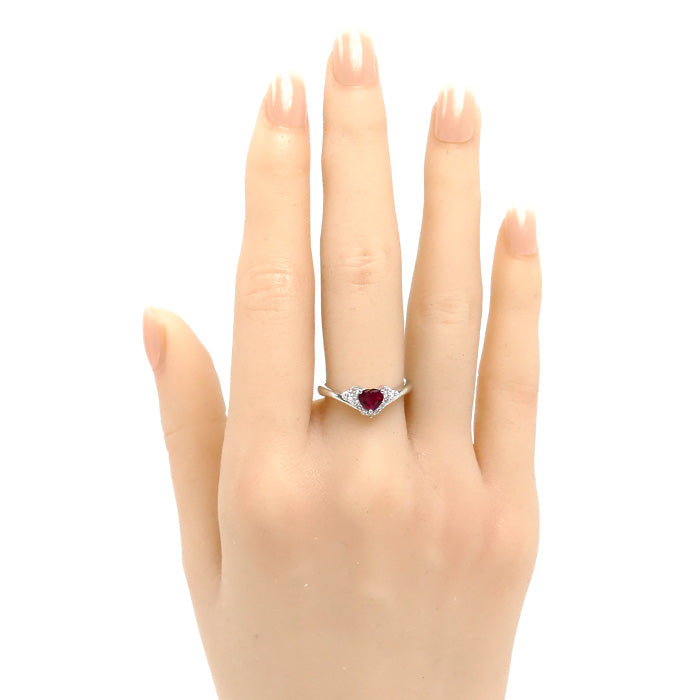 Prefito プレフィート Pt900プラチナ リング・指輪 ルビー0.59ct ダイヤモンド0.18ct 12号 5.2g ハート レディース【中古】【美品】