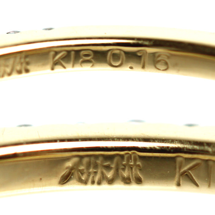 AHKAH アーカー K18YG イエローゴールド ティナ リング・指輪 VC0208010200 ダイヤモンド0.16ct 11号 1.4g ハーフエタニティ レディース【中古】【美品】