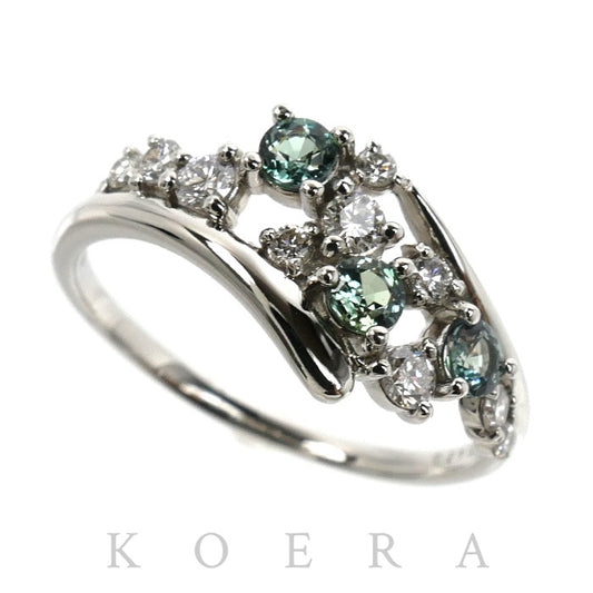 Pt900プラチナ リング・指輪 アレキサンドライト0.27ct ダイヤモンド0.23ct 12号 3.0g レディース【中古】【美品】