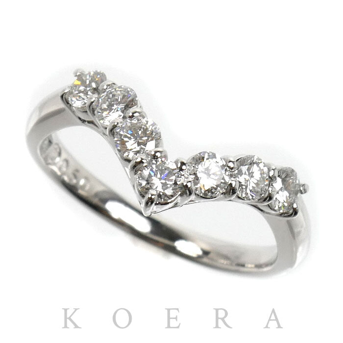 和光 WAKO Pt900プラチナ リング・指輪 ダイヤモンド0.50ct 9.5号 3.7g V字 レディース【中古】