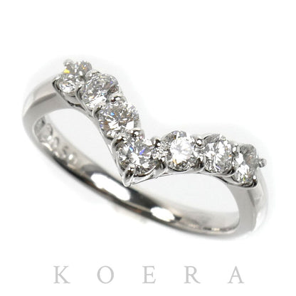 和光 WAKO Pt900プラチナ リング・指輪 ダイヤモンド0.50ct 9.5号 3.7g V字 レディース【中古】