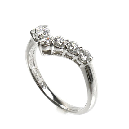 和光 WAKO Pt900プラチナ リング・指輪 ダイヤモンド0.50ct 9.5号 3.7g V字 レディース【中古】