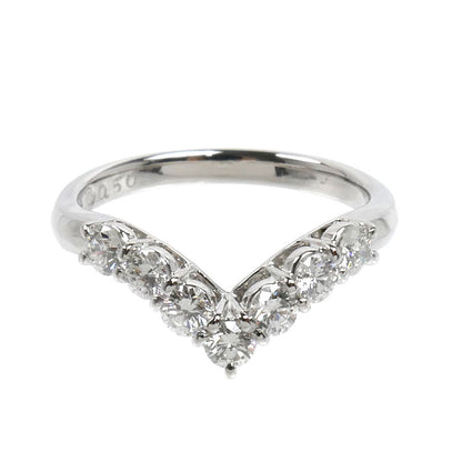 和光 WAKO Pt900プラチナ リング・指輪 ダイヤモンド0.50ct 9.5号 3.7g V字 レディース【中古】