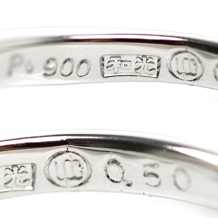 和光 WAKO Pt900プラチナ リング・指輪 ダイヤモンド0.50ct 9.5号 3.7g V字 レディース【中古】
