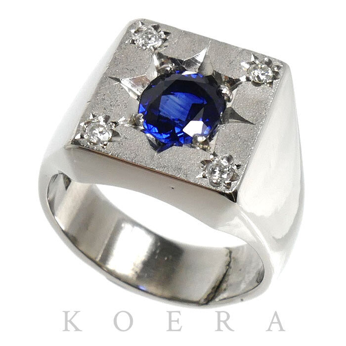 Pt900プラチナ リング・指輪 サファイア1.534ct ダイヤモンド0.15ct 22号 33.8g メンズ【中古】