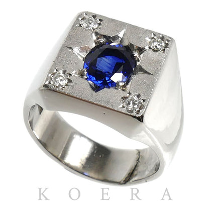 Pt900プラチナ リング・指輪 サファイア1.534ct ダイヤモンド0.15ct 22号 33.8g メンズ【中古】