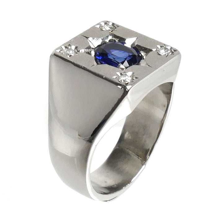 Pt900プラチナ リング・指輪 サファイア1.534ct ダイヤモンド0.15ct 22号 33.8g メンズ【中古】