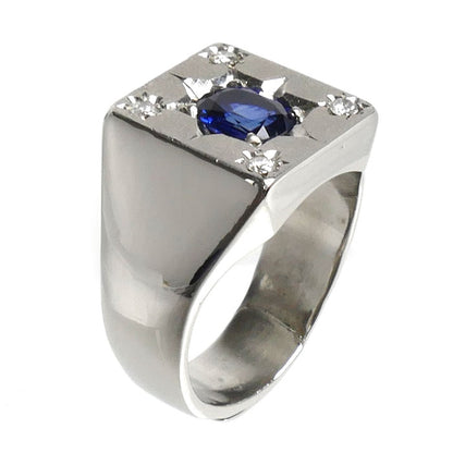 Pt900プラチナ リング・指輪 サファイア1.534ct ダイヤモンド0.15ct 22号 33.8g メンズ【中古】