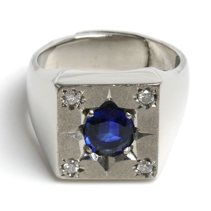 Pt900プラチナ リング・指輪 サファイア1.534ct ダイヤモンド0.15ct 22号 33.8g メンズ【中古】