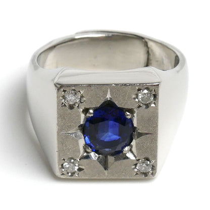 Pt900プラチナ リング・指輪 サファイア1.534ct ダイヤモンド0.15ct 22号 33.8g メンズ【中古】