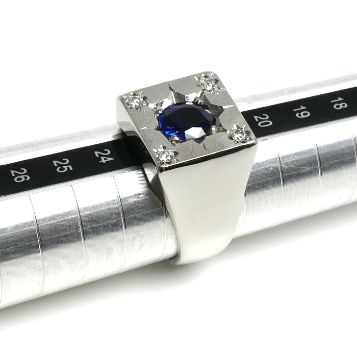 Pt900プラチナ リング・指輪 サファイア1.534ct ダイヤモンド0.15ct 22号 33.8g メンズ【中古】
