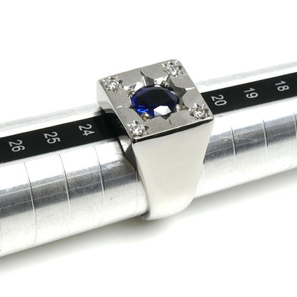 Pt900プラチナ リング・指輪 サファイア1.534ct ダイヤモンド0.15ct 22号 33.8g メンズ【中古】