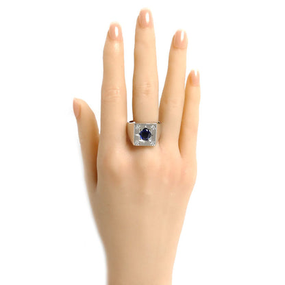 Pt900プラチナ リング・指輪 サファイア1.534ct ダイヤモンド0.15ct 22号 33.8g メンズ【中古】