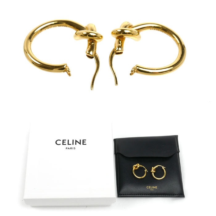 CELINE セリーヌ 真鍮 ノット フープピアス ピアス 46N556BA.35OR レディース【中古】