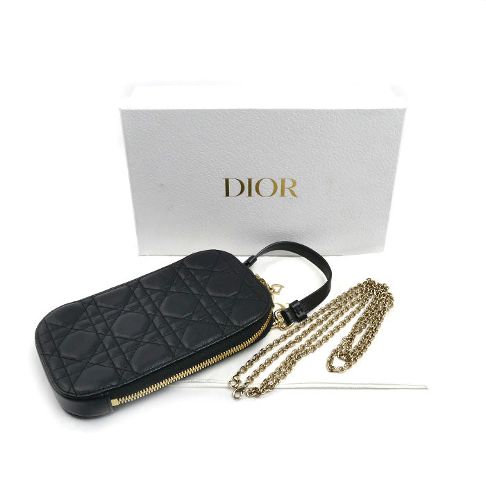 Dior ディオール レディディオール カナージュ フォンホルダー 2Wayショルダーバッグ ブラック S0872ONMJ_M900 レディース【中古】【美品】