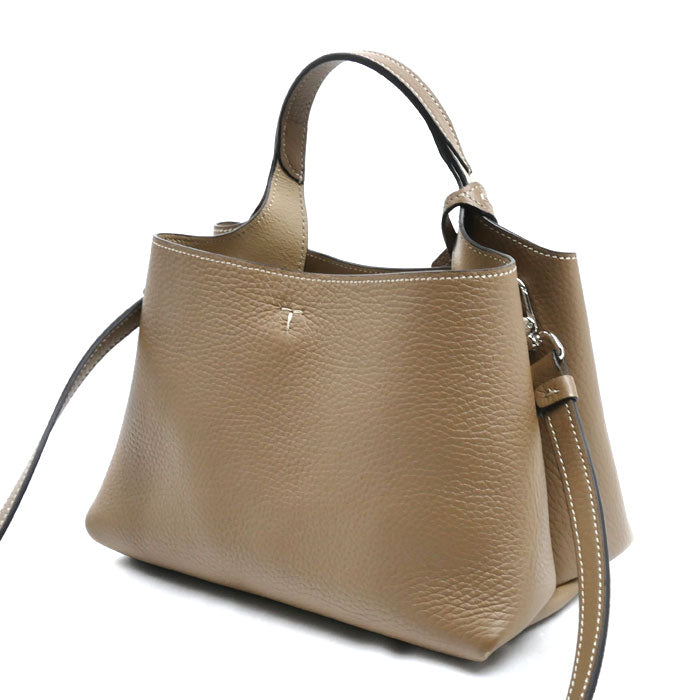 TOD’S トッズ Tタイムレス バッグ マイクロ 2Wayショルダーバッグ ブラウン ナチュラル XBWAPAEL000QRI4L62 レディース【中古】【美品】