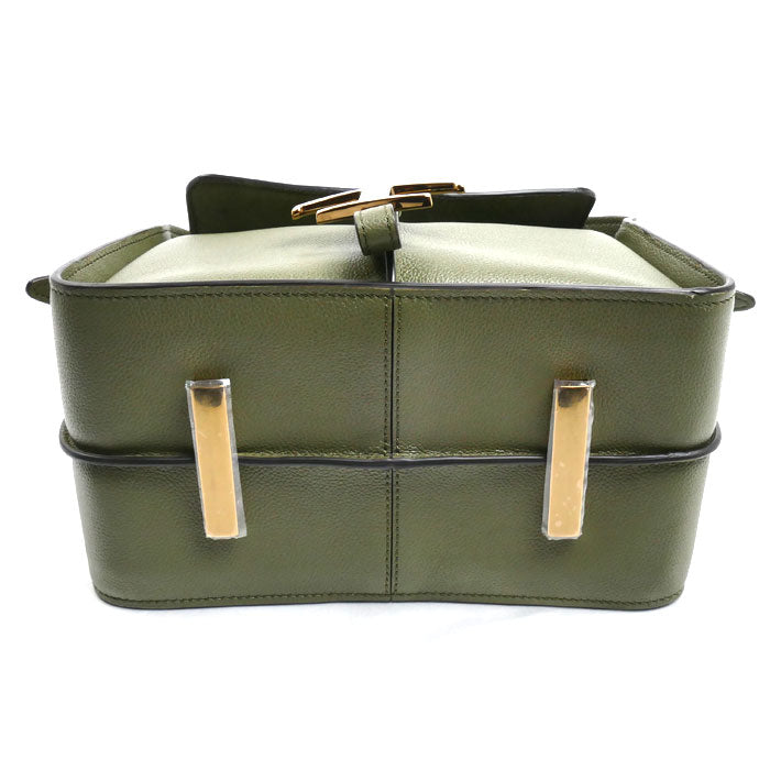 TOD’S トッズ Tタイムレス ミニ メッセンジャーバッグ ショルダーバッグ グリーン オリーブ系 XBWTSBY01Z0Q レディース【中古】【美品】