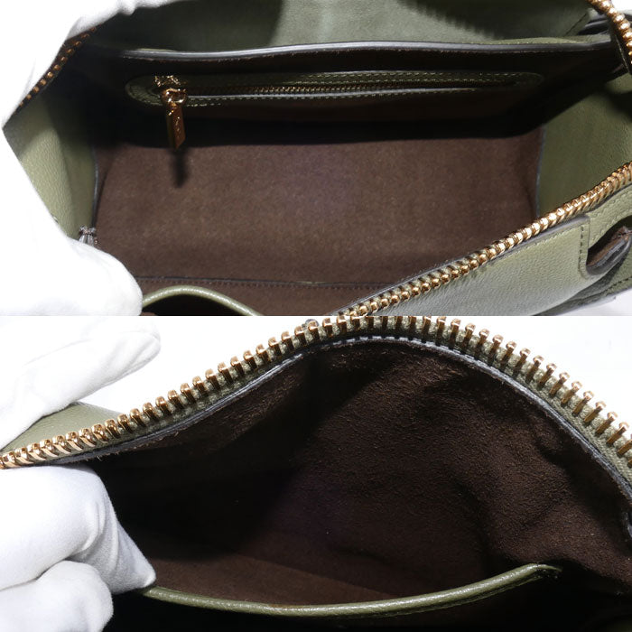 TOD’S トッズ Tタイムレス ミニ メッセンジャーバッグ ショルダーバッグ グリーン オリーブ系 XBWTSBY01Z0Q レディース【中古】【美品】