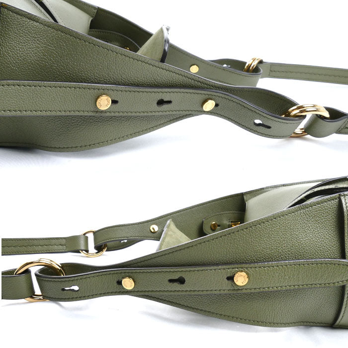 TOD’S トッズ Tタイムレス ミニ メッセンジャーバッグ ショルダーバッグ グリーン オリーブ系 XBWTSBY01Z0Q レディース【中古】【美品】