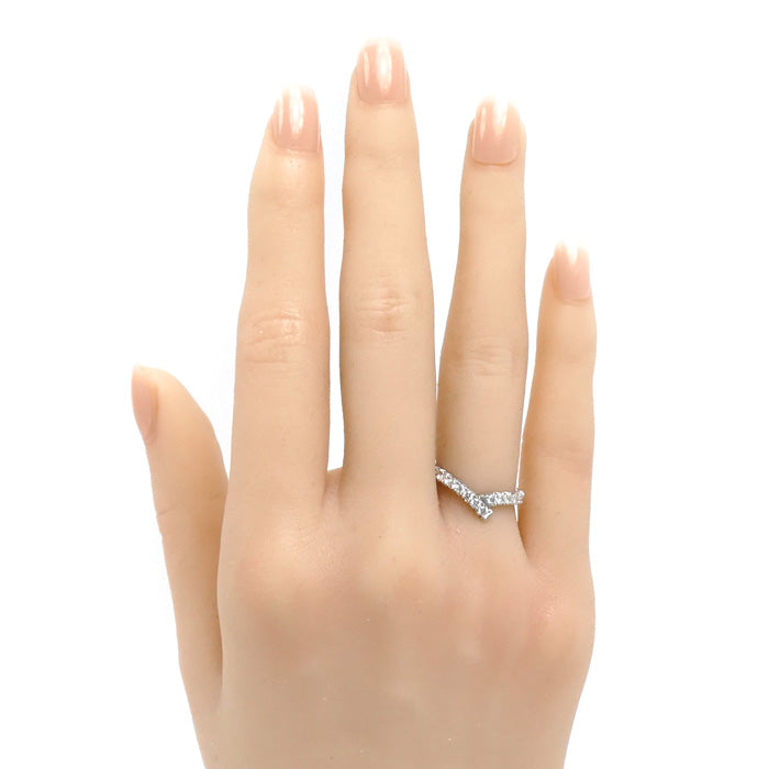 HARRY WINSTON ハリーウィンストン Pt950プラチナ リボン バンドリング リング・指輪 WBDPRDPAR ダイヤモンド 7号 2.5g レディース【中古】【美品】