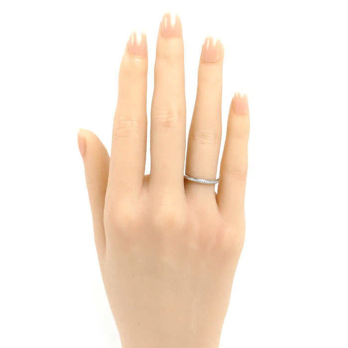 BVLGARI ブルガリ K18WG ホワイトゴールド ローマアモール リング・指輪 361033 ダイヤモンド 8号 48 2.0g ハーフエタニティ レディース【中古】【美品】