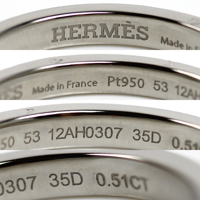 HERMES エルメス Pt950プラチナ エヴァーケリー リング・指輪 H119668B ダイヤモンド0.51ct 13号 53 3.2g レディース【中古】【美品】