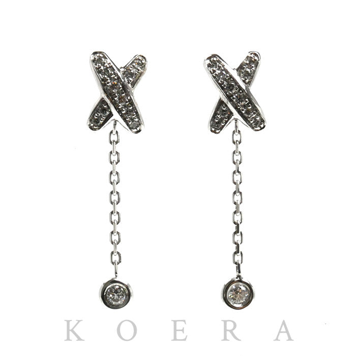 Chaumet ショーメ K18WG ホワイトゴールド ジュ ドゥ リアン ピアス 082225 ダイヤモンド 2.0g レディース【中古】
