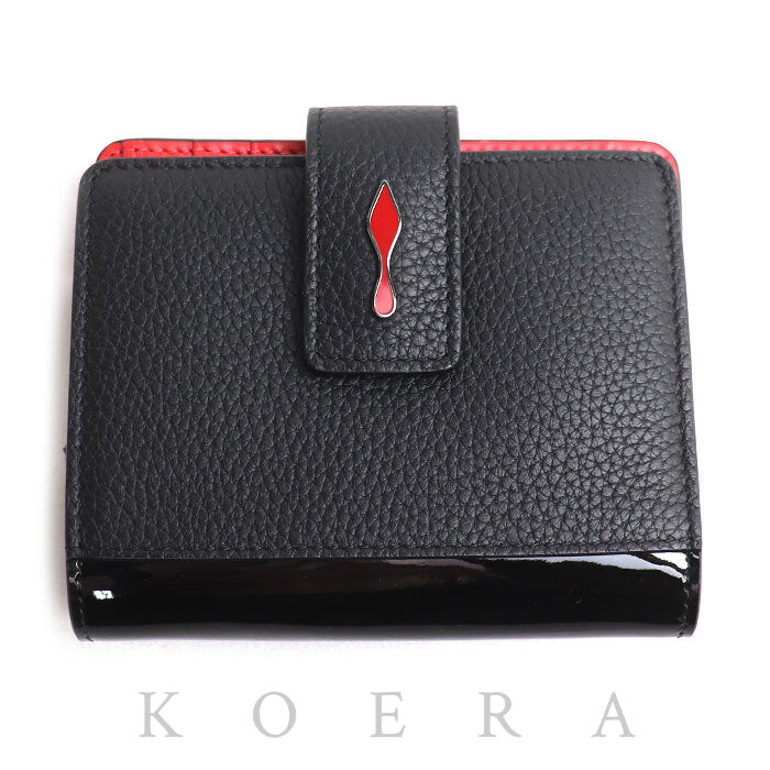 Christian Louboutin クリスチャンルブタン パロマ ミニ コンパクトウォレット 二つ折り財布 ブラック×レッド 3185081 CM53 ユニセックス【中古】【極美品】