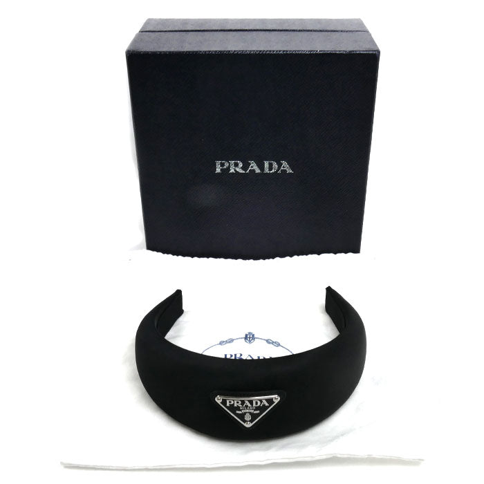 PRADA プラダ ナイロン カチューシャ トライアングルロゴ ヘアアクセサリー 1IH016 レディース【中古】【美品】