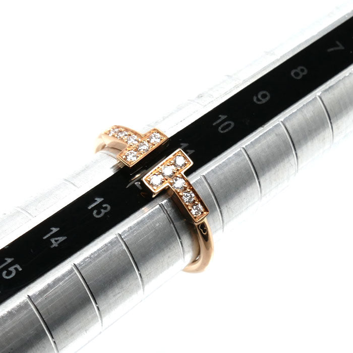 TIFFANY&Co. ティファニー K18PG ピンクゴールド Tワイヤー リング・指輪 ダイヤモンド 11.5号 2.3g レディース【中古】