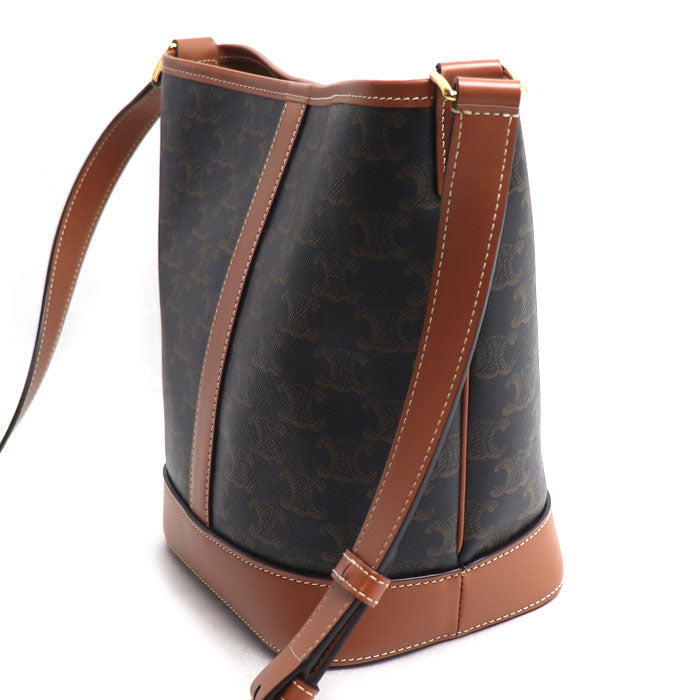 CELINE セリーヌ トリオンフ スモールバスケット ショルダーバッグ タン 191442CAS.04LU レディース【中古】