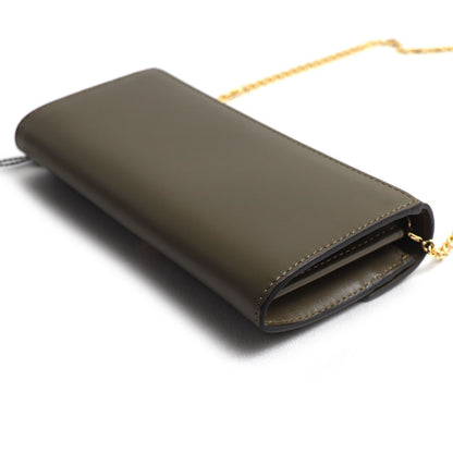 FENDI フェンディ FF ダイヤモンド チェーンウォレット 長財布 AVOCADO 8M0365 ALV4 F1D3Q レディース【中古】【極美品】