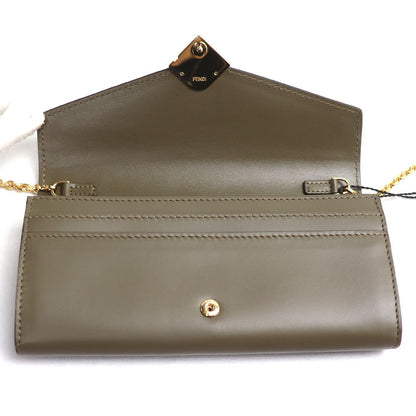 FENDI フェンディ FF ダイヤモンド チェーンウォレット 長財布 AVOCADO 8M0365 ALV4 F1D3Q レディース【中古】【極美品】