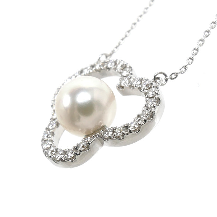 TASAKI タサキ K18WG ホワイトゴールド チャンツ ネックレス P-16676-18KWG アコヤパール約8.5mm ダイヤモンド0.34ct 5.7g 40～45cm レディース【中古】