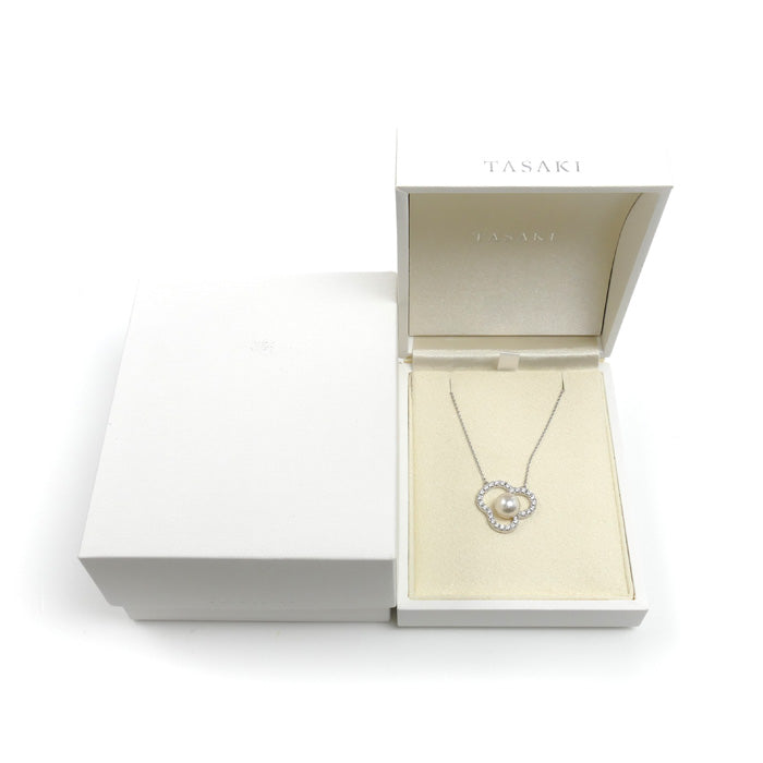 TASAKI タサキ K18WG ホワイトゴールド チャンツ ネックレス P-16676-18KWG アコヤパール約8.5mm ダイヤモンド0.34ct 5.7g 40～45cm レディース【中古】