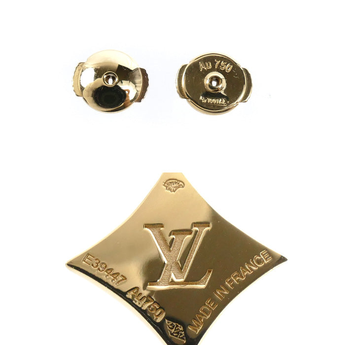 LOUIS VUITTON ルイ・ヴィトン K18YG イエローゴールド スターブロッサムBB ピアス Q96992 E39447 オニキス ダイヤモンド 4.3g レディース【中古】【美品】