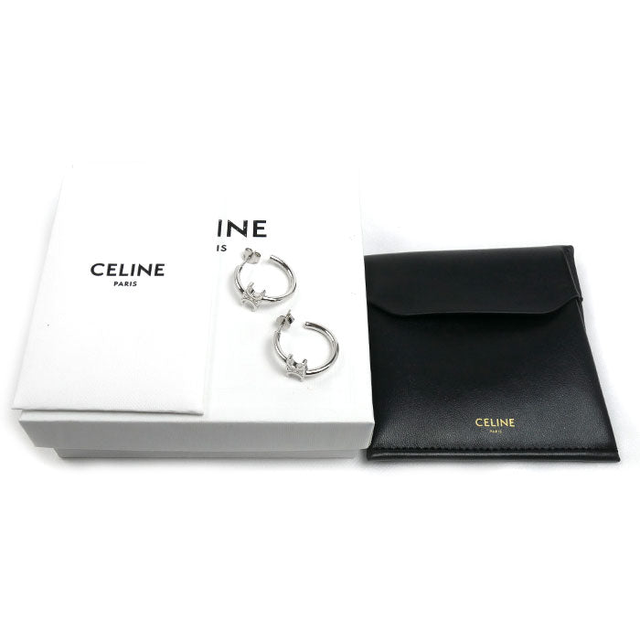 CELINE セリーヌ 真鍮 トリオンフ アシンメトリック フープ ピアス 460RD6BRA.36SI レディース【中古】【美品】