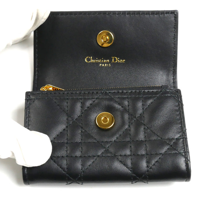 Dior ディオール ジョリーグリシーヌ 二つ折り財布 ブラック S3102UNJB_M900 レディース【中古】【美品】