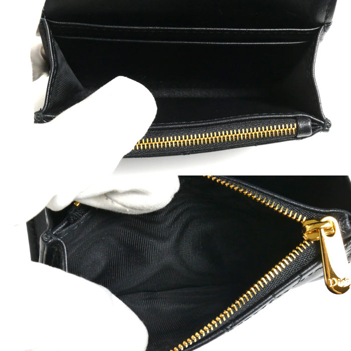 Dior ディオール ジョリーグリシーヌ 二つ折り財布 ブラック S3102UNJB_M900 レディース【中古】【美品】