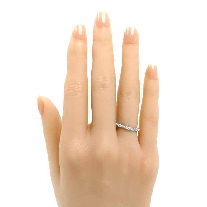 CHANEL シャネル K18WG ホワイトゴールド カメリア フルエタニティ リング・指輪 J3211 ダイヤモンド 7号 47 1.9g レディース【中古】【美品】