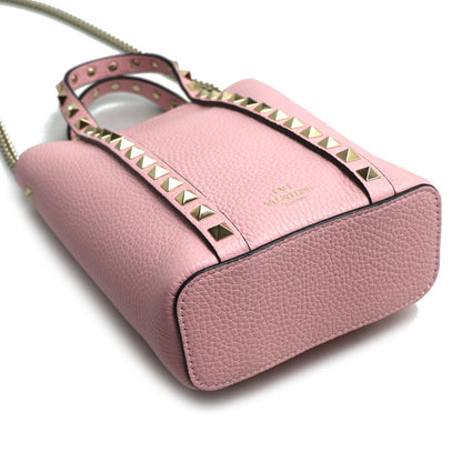VALENTINO ヴァレンティノ ロックスタッズ ハンドバッグ ピンク 2W0P0X90VSH レディース【中古】