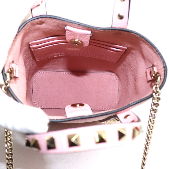 VALENTINO ヴァレンティノ ロックスタッズ ハンドバッグ ピンク 2W0P0X90VSH レディース【中古】