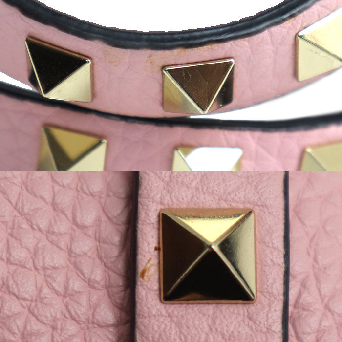 VALENTINO ヴァレンティノ ロックスタッズ ハンドバッグ ピンク 2W0P0X90VSH レディース【中古】