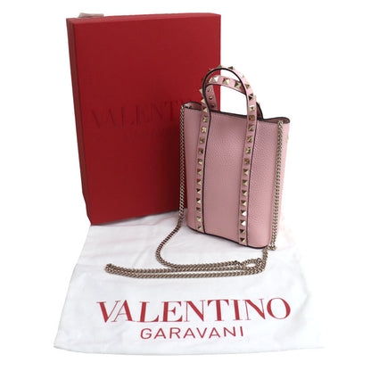 VALENTINO ヴァレンティノ ロックスタッズ ハンドバッグ ピンク 2W0P0X90VSH レディース【中古】